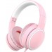 RORSOU R10 On-Ear Headphones with Microphone, Lightweight Folding Stereo Bass Headphones with 1.5M No-Tangle Cord, Portable Wired Headphones for Smartphone Tablet Computer MP3 / 4 (Black)