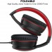 RORSOU R10 On-Ear Headphones with Microphone, Lightweight Folding Stereo Bass Headphones with 1.5M No-Tangle Cord, Portable Wired Headphones for Smartphone Tablet Computer MP3 / 4 (Black)