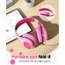 KVIDIO Kids Headphones with Mic, Foldable Wired Child Headphones with Safe Volume Limited 85dB/94dB and HD Sound Sharing Fundtion, Durable Pink Headsets for Girls,iPad,PC,Cellphone,Online Class